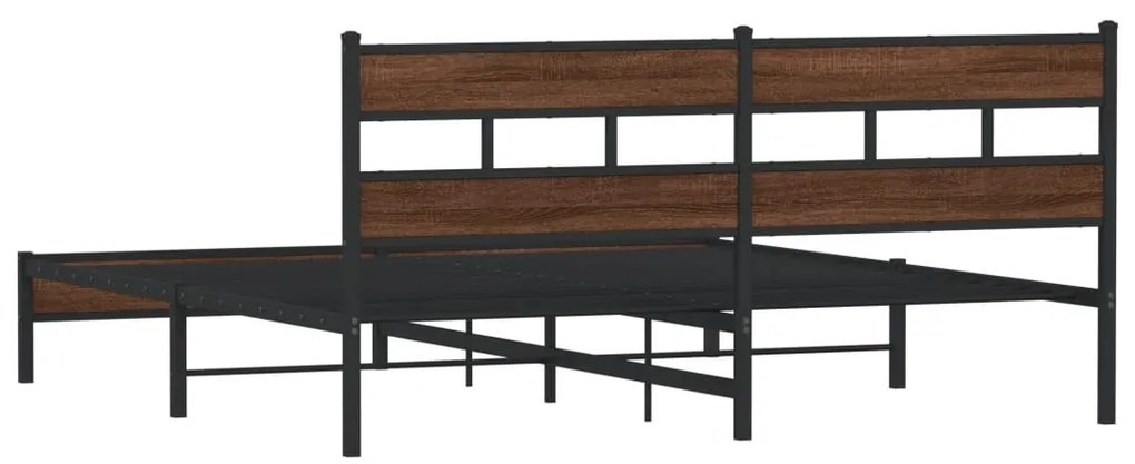 Estrutura cama sem colchão 200x200cm metal carvalho castanho