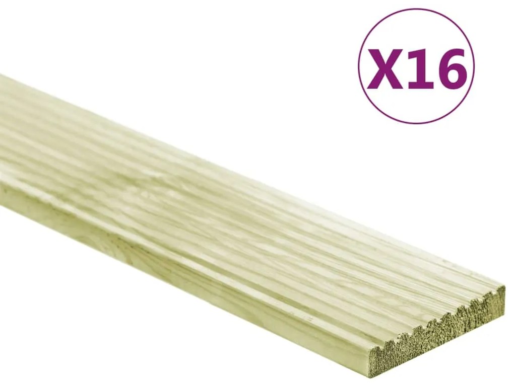 3107763 vidaXL Tábuas de terraço 16 pcs 2,32 m² 1m pinho maciço impregnado