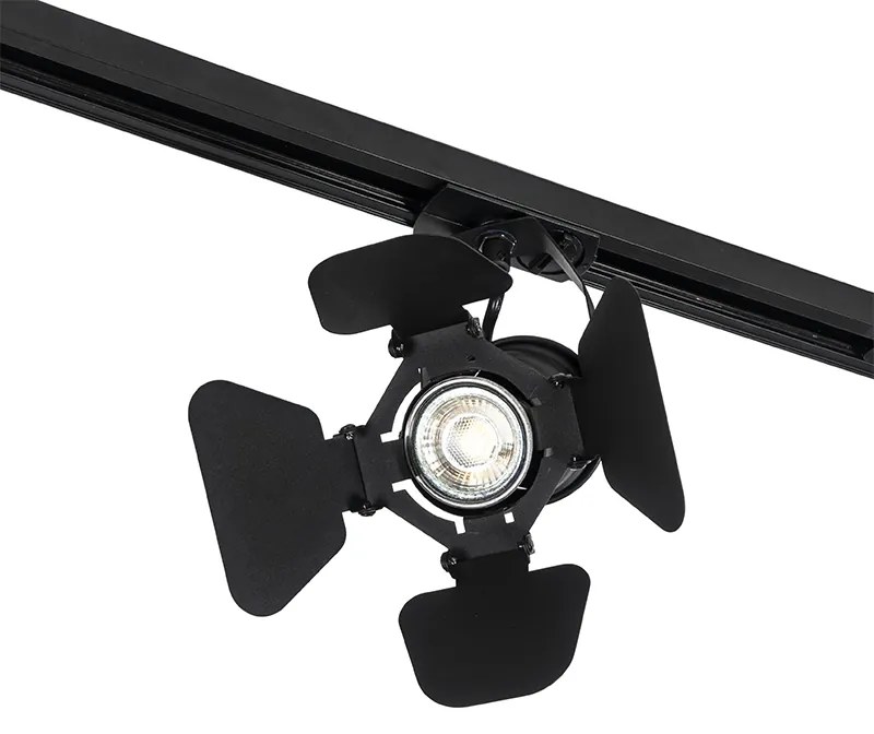 Sistema de trilhos de iluminação com 5 focos pretos - Movie Moderno