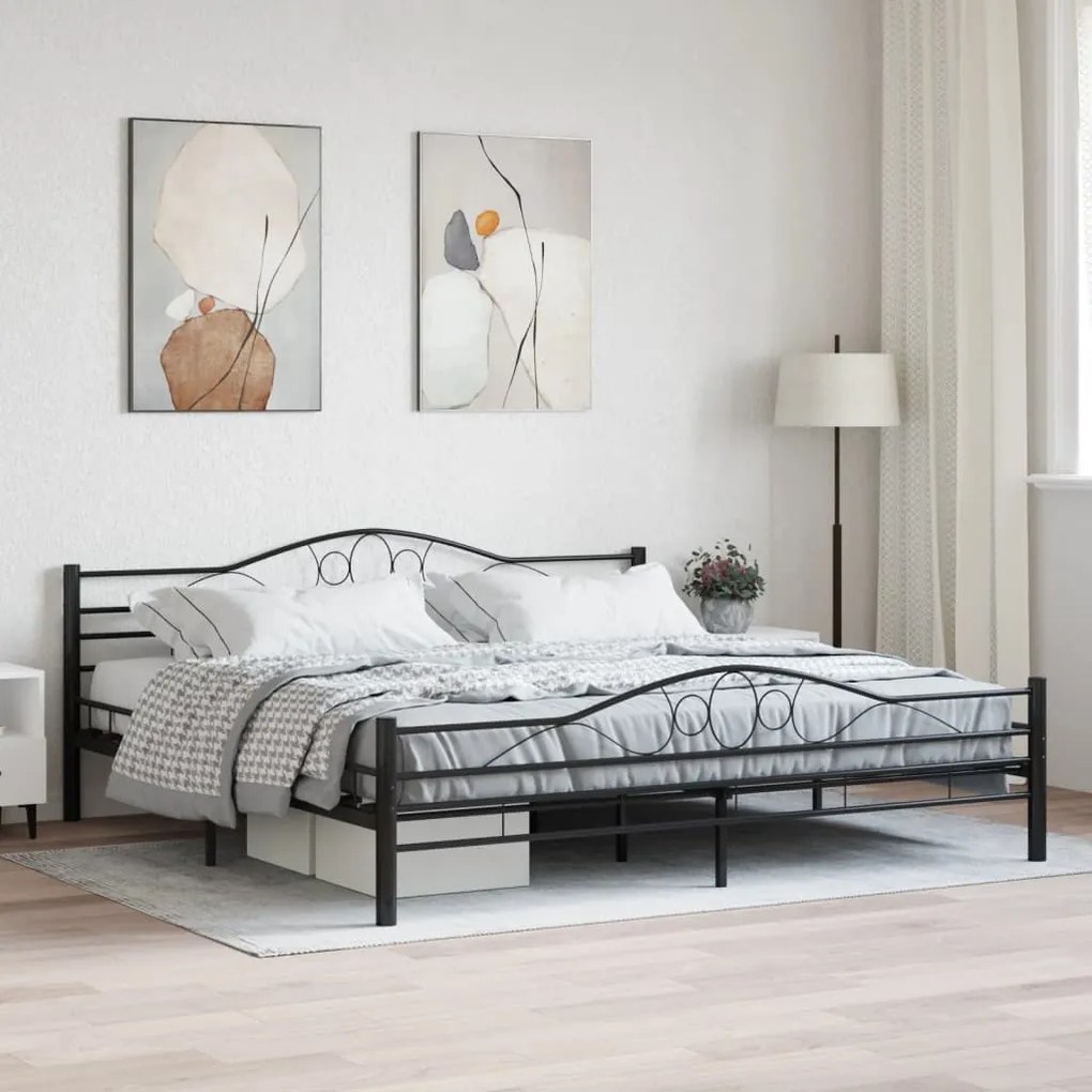 vidaXL Estrutura de cama em aço 180x200 cm preto