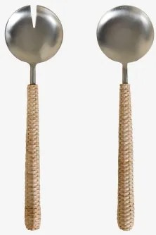Conjunto De 2 Talheres Para Salada Em Aço Inoxidável E Bambu Dakomi Natural - Sklum