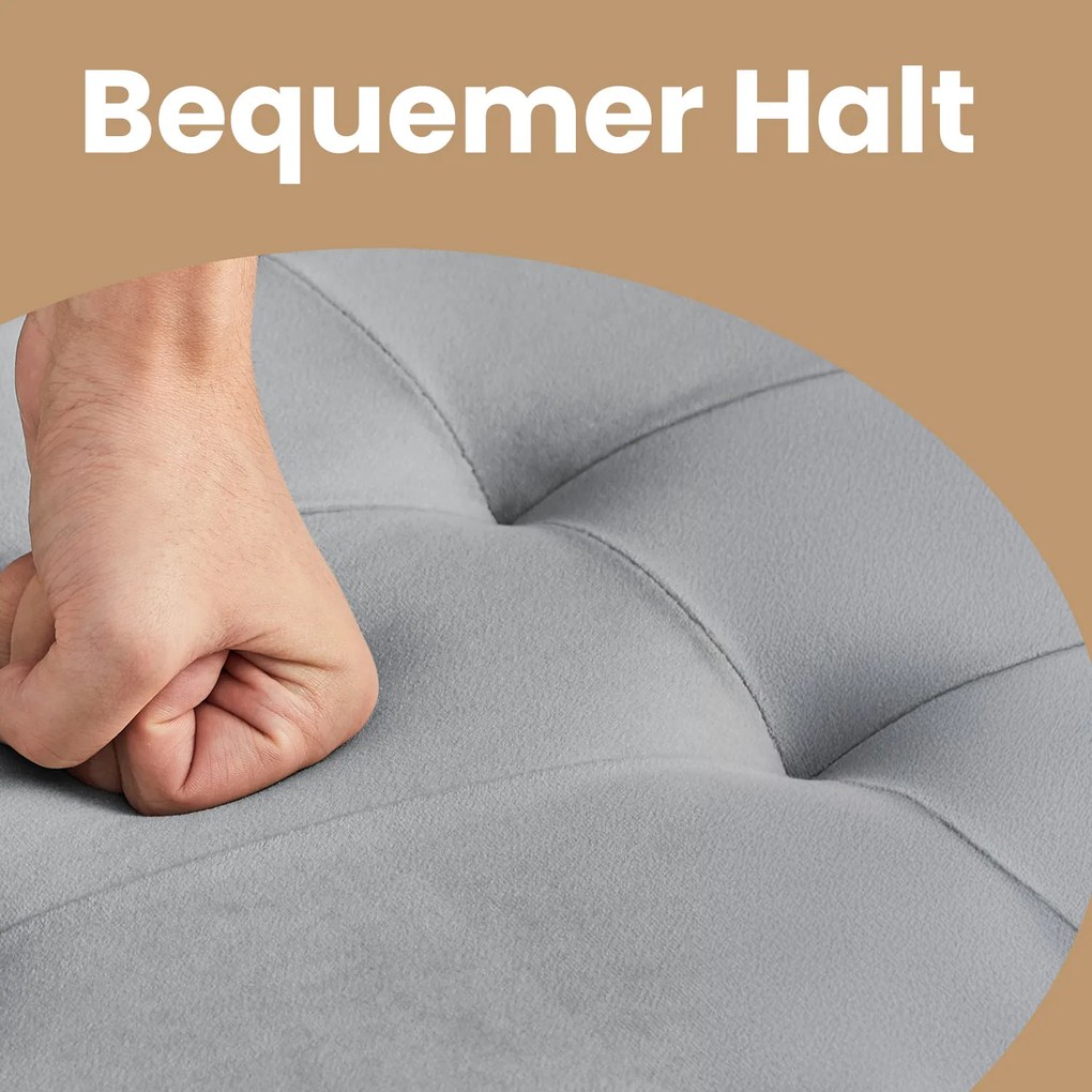 Banco com espaço de arrumação em veludo 38 x 38 x 38 cm cinzento