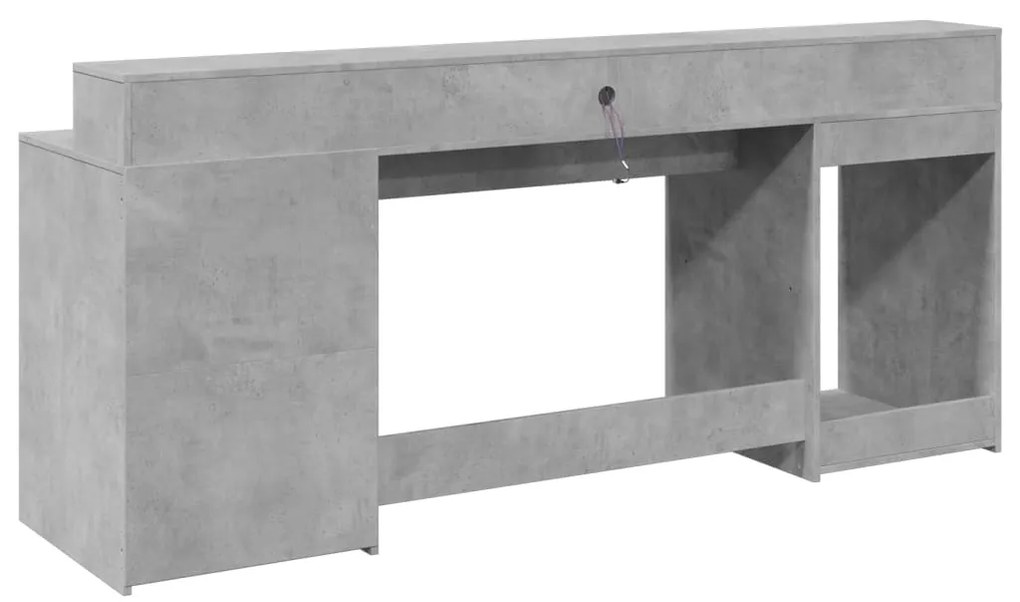 Secretária luzes LED 200x55x91 cm deriv. madeira cinza cimento