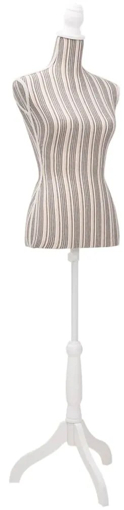 vidaXL Busto manequim de senhora linho com riscas