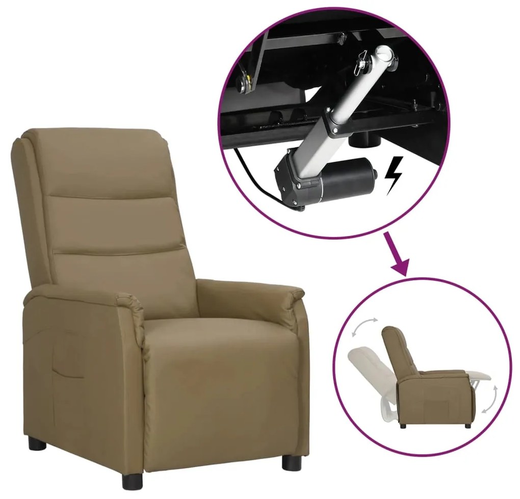 vidaXL Poltrona elevatória couro artificial cappuccino