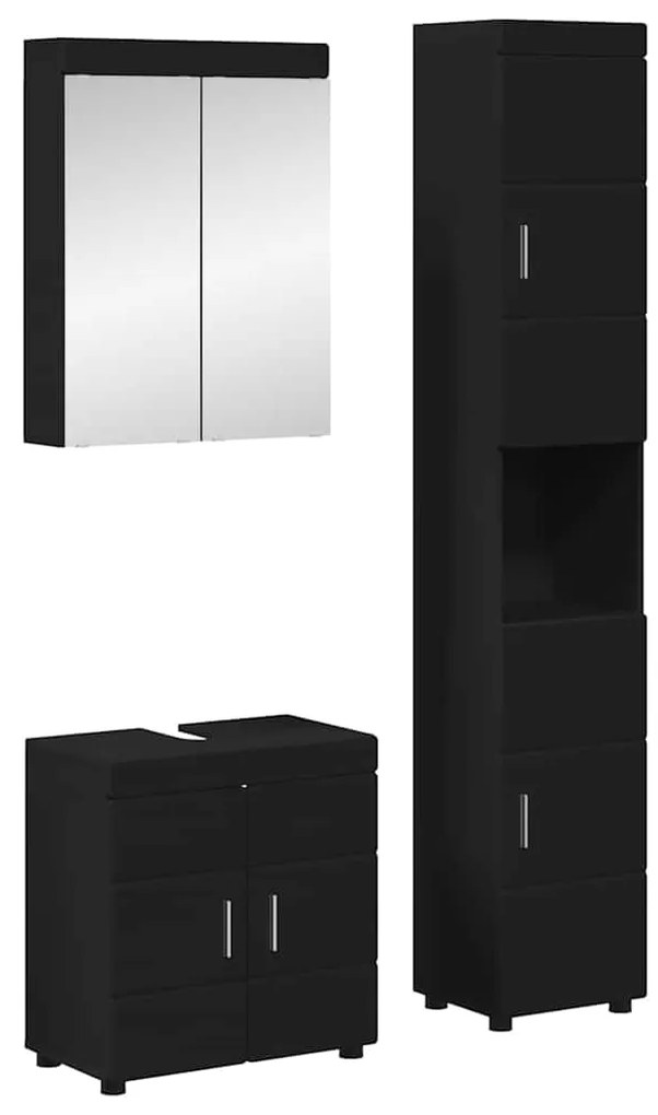 vidaXL Conjunto de Móveis para Banheiro TULUM Preto Madeira processada