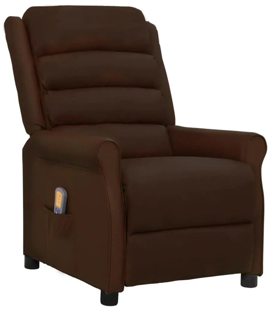 vidaXL Cadeira de massagens couro artificial castanho