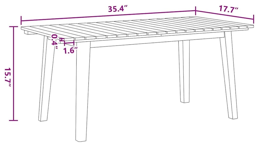 Conjunto com 3 Cadeiras e Mesa de Madeira Sólida de Acácia