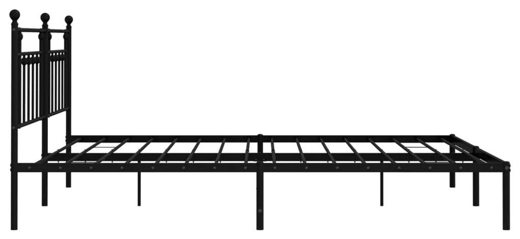 Estrutura de cama com cabeceira 200x200 cm metal preto