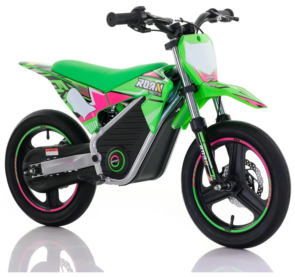 Mini moto elétrica para crianças Minicross 350W Roan MX E350 14/14" Supermotard Verde