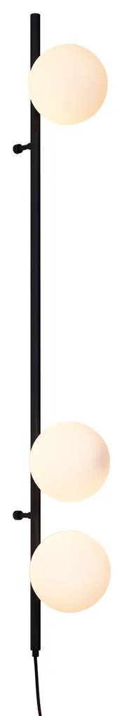 Candeeiro de Parede de Design Preto com Vidro Fosco 3-Luzes - Vertical Design
