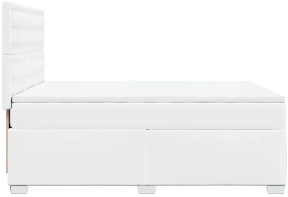 Cama com molas/colchão 140x200 cm couro artificial branco
