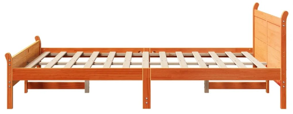 Cama sem colchão 120x200 cm madeira pinho maciça castanho-mel