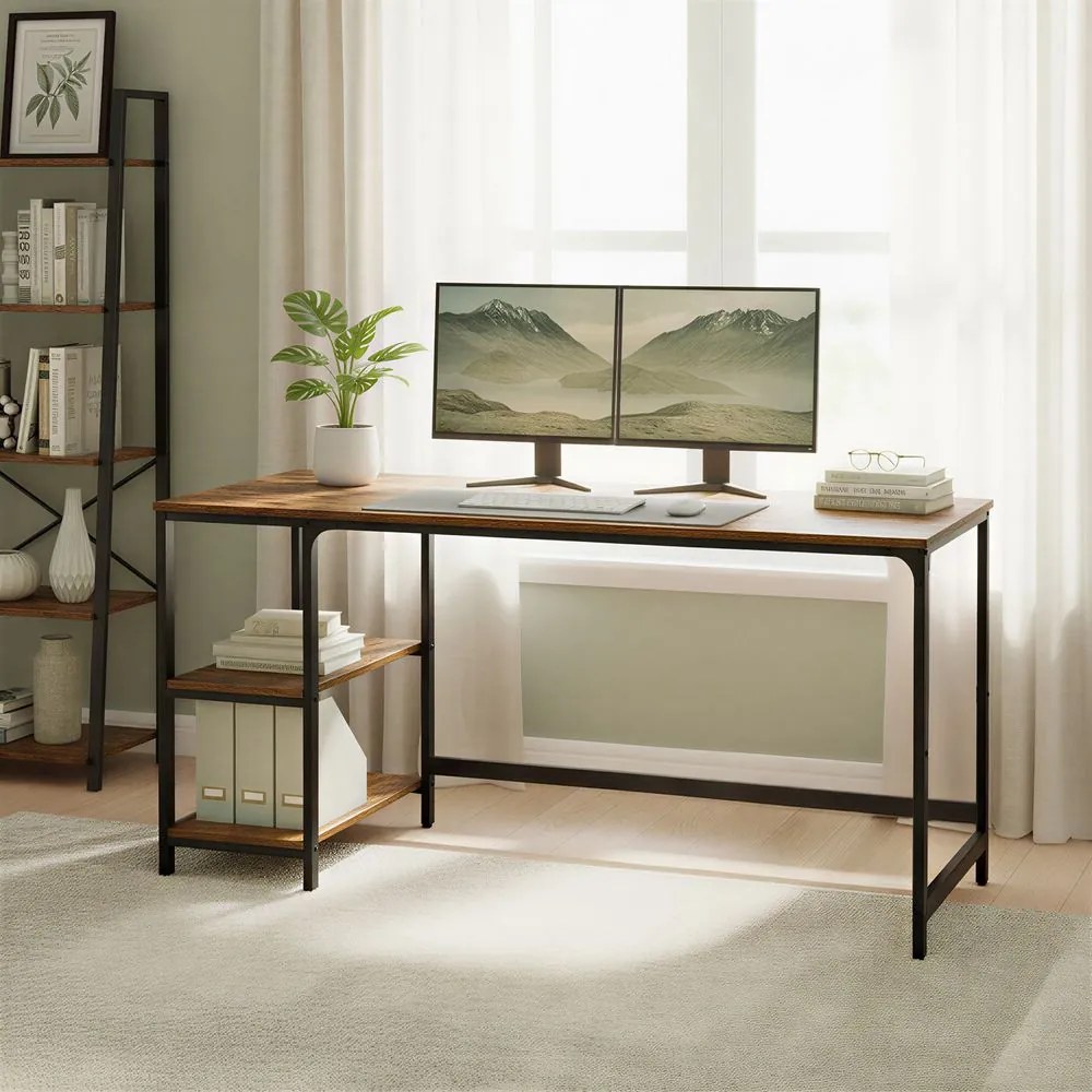 Secretaria para computador 140,5 x 60,5 x 76,3 cm castanho-preto