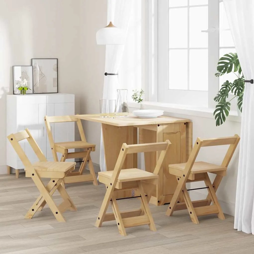 Cadeiras jantar dobráveis 4pcs Corona pinho maciço castanho-mel