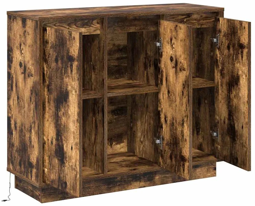 Buffet vidaXL com LED Carvalho Fumado 90x32x75 cm Madeira Engenheirada