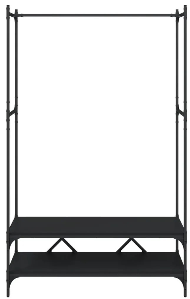 Suporte para roupas c/ prateleiras derivados de madeira preto