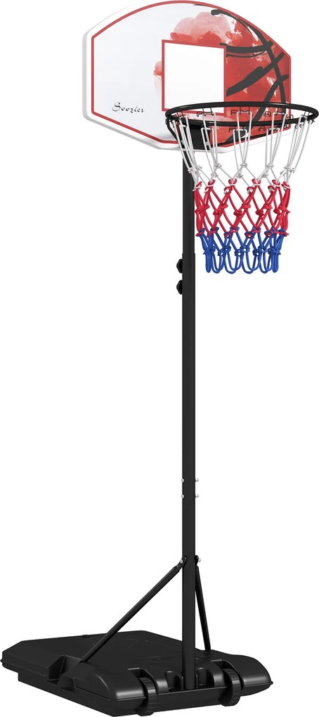 SPORTNOW Cesto de basquete ajustável em altura, independente, com rede e rodas, base grande, 179-209 cm, plástico, aço | Aosom Portugal