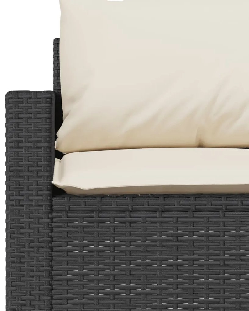 6 pcs conjunto sofás de jardim c/ almofadões vime PE preto