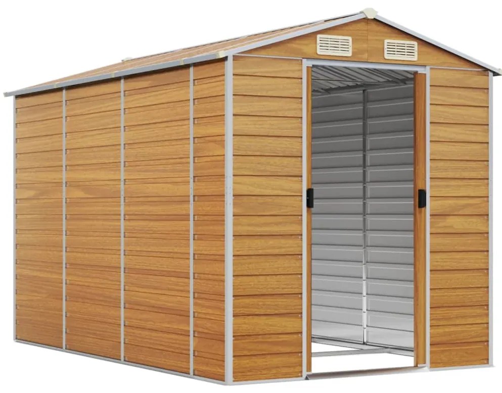 Abrigo de jardim 191x300x198 cm aço galvanizado castanho-claro