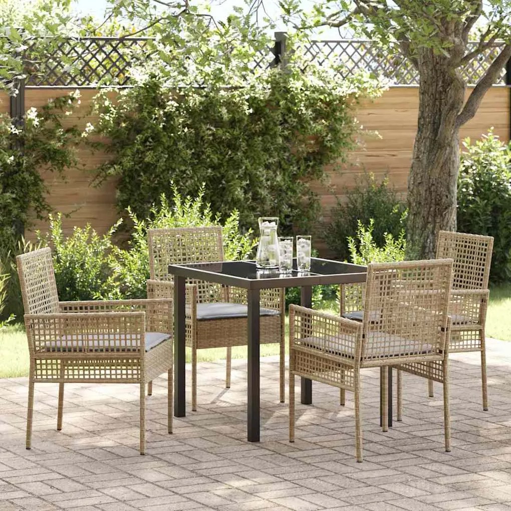 vidaXL Conjunto de Jantar para Jardim 5 pcs Bege Rattan Sintético