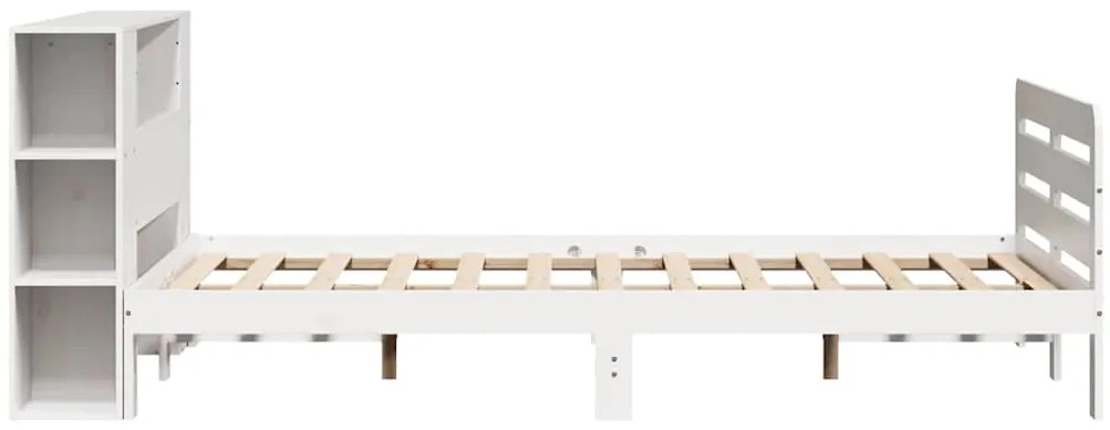 Cama sem colchão 140x200 cm madeira de pinho maciça branco