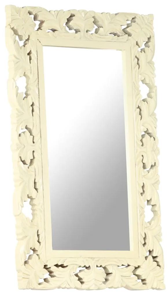 Espelho esculpido à mão 80x50 cm mangueira maciça branco