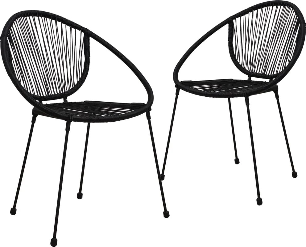 vidaXL Cadeiras de jardim 2 pcs vime de PVC preto