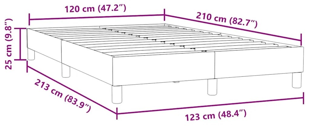 Box Cama de primavera sem Colchão Azul Escuro 120x210 cm Veludo