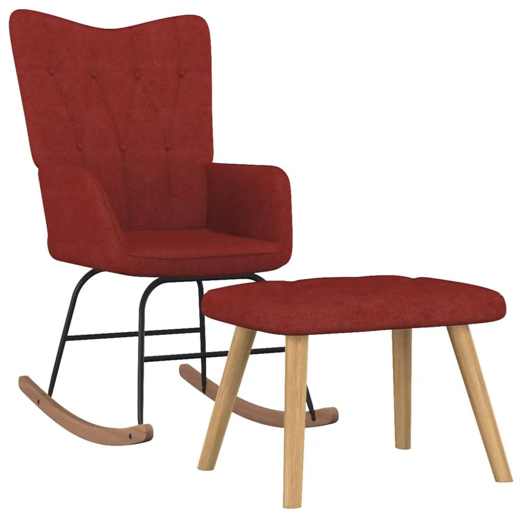327630 vidaXL Cadeira de baloiço com banco tecido vermelho tinto