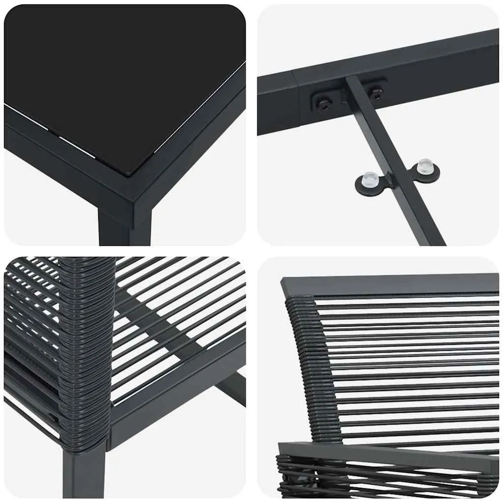 Conjunto de Jantar de Jardim de 7 Peças em Rattan Preto
