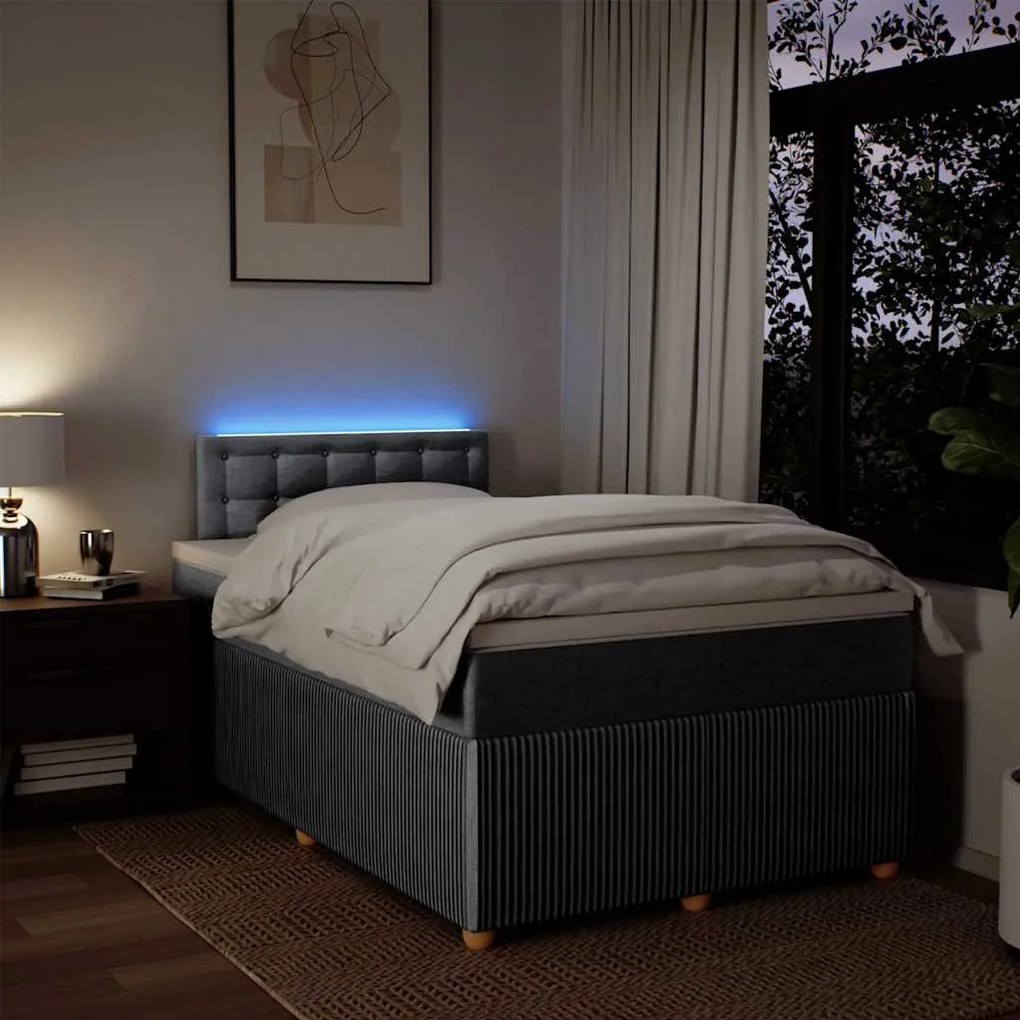 Cama boxspring com colchão 120x190 cm tecido cinzento-claro