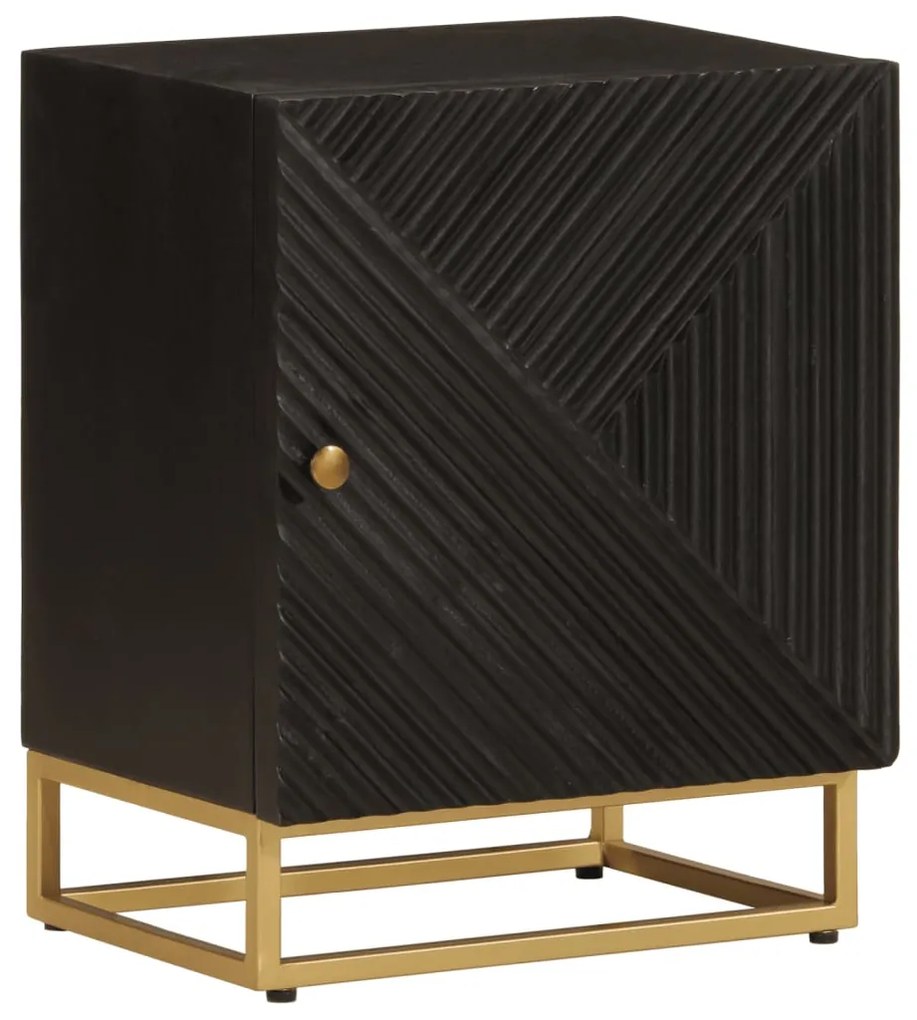 vidaXL Mesa de cabeceira 40x30x50 cm mangueira maciça/ferro preto