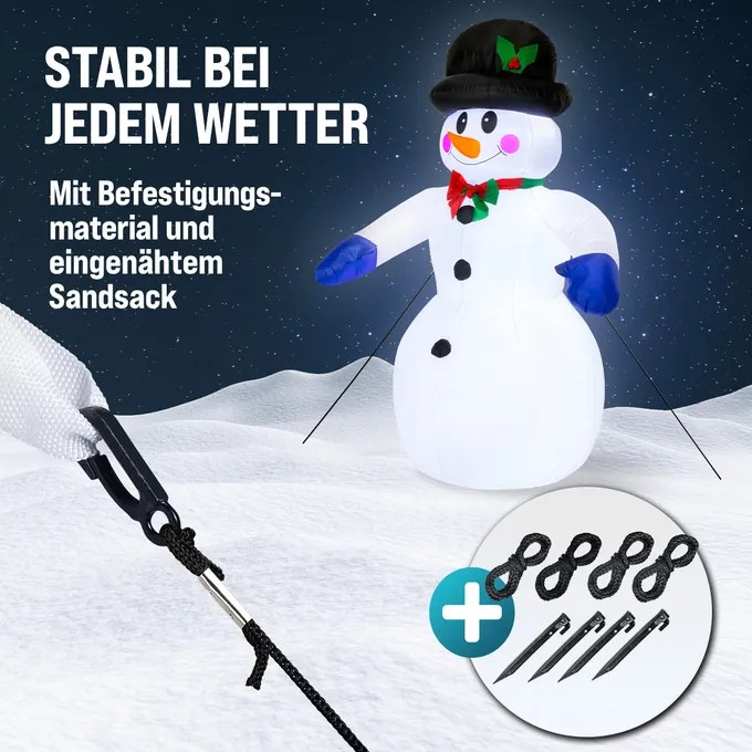 Boneco de neve insuflável com 20 LEDs 240 x 170 x 115 cm multicolorido