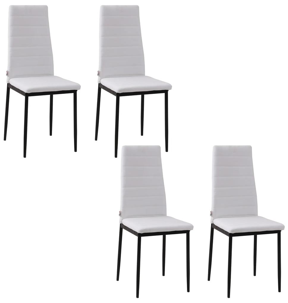HOMCOM Conjunto de 4 Cadeiras de Sala de Jantar Estofadas em Linho e Pés de Metal Carga Máx. 120kg 41x50x97cm Branco | Aosom Portugal