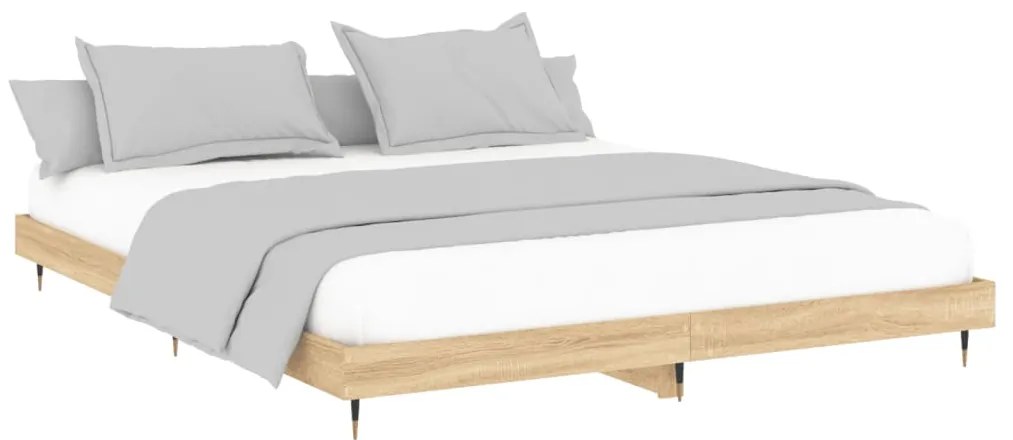 Estrutura de cama sem colchão 200x200 cm carvalho sonoma