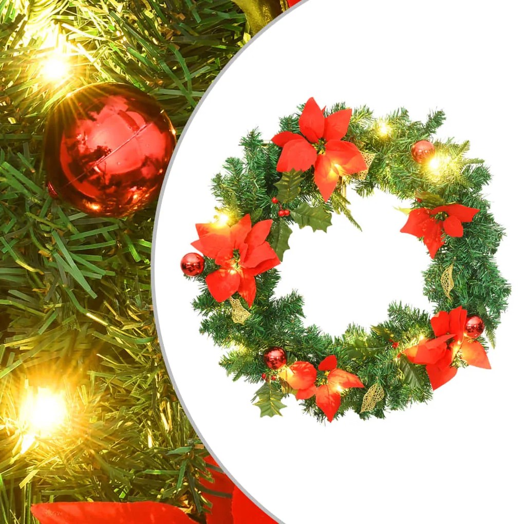 321517 vidaXL Grinalda de Natal com luzes LED 60 cm PVC verde