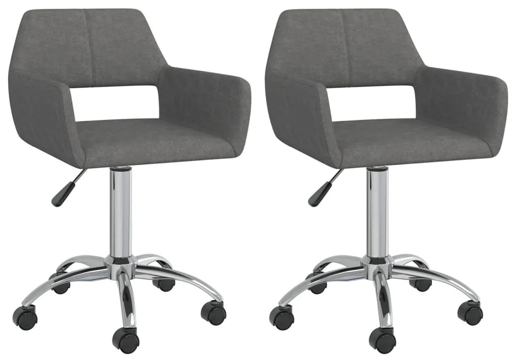 vidaXL Cadeiras de jantar giratórias 2 pcs tecido cinzento-escuro