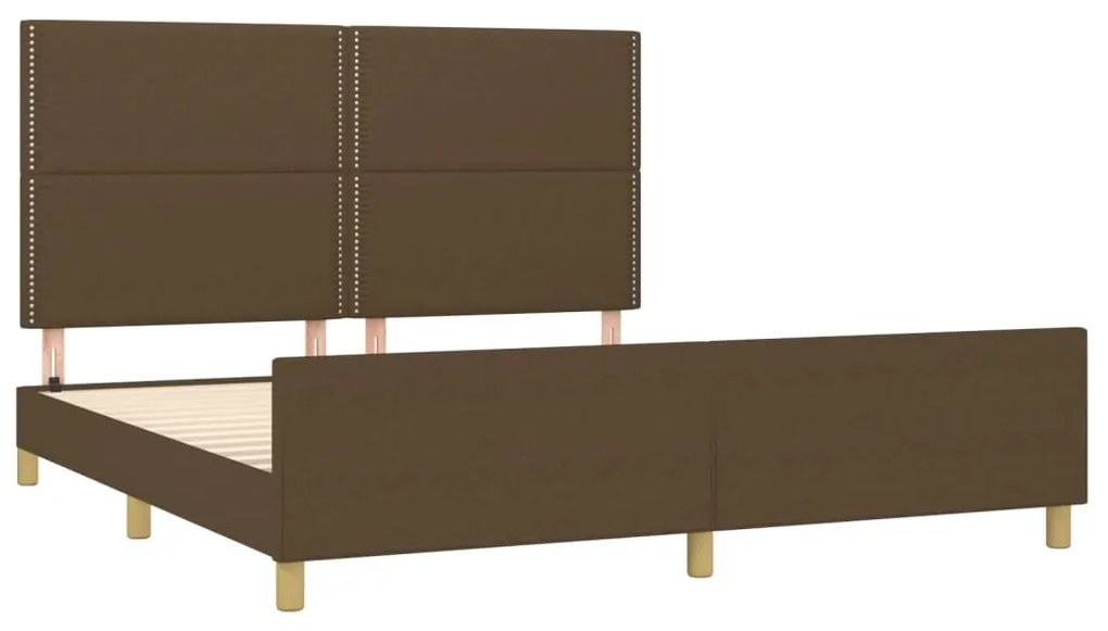 Estrutura de cama sem colchão 180x200 cm tecido castanho-escuro