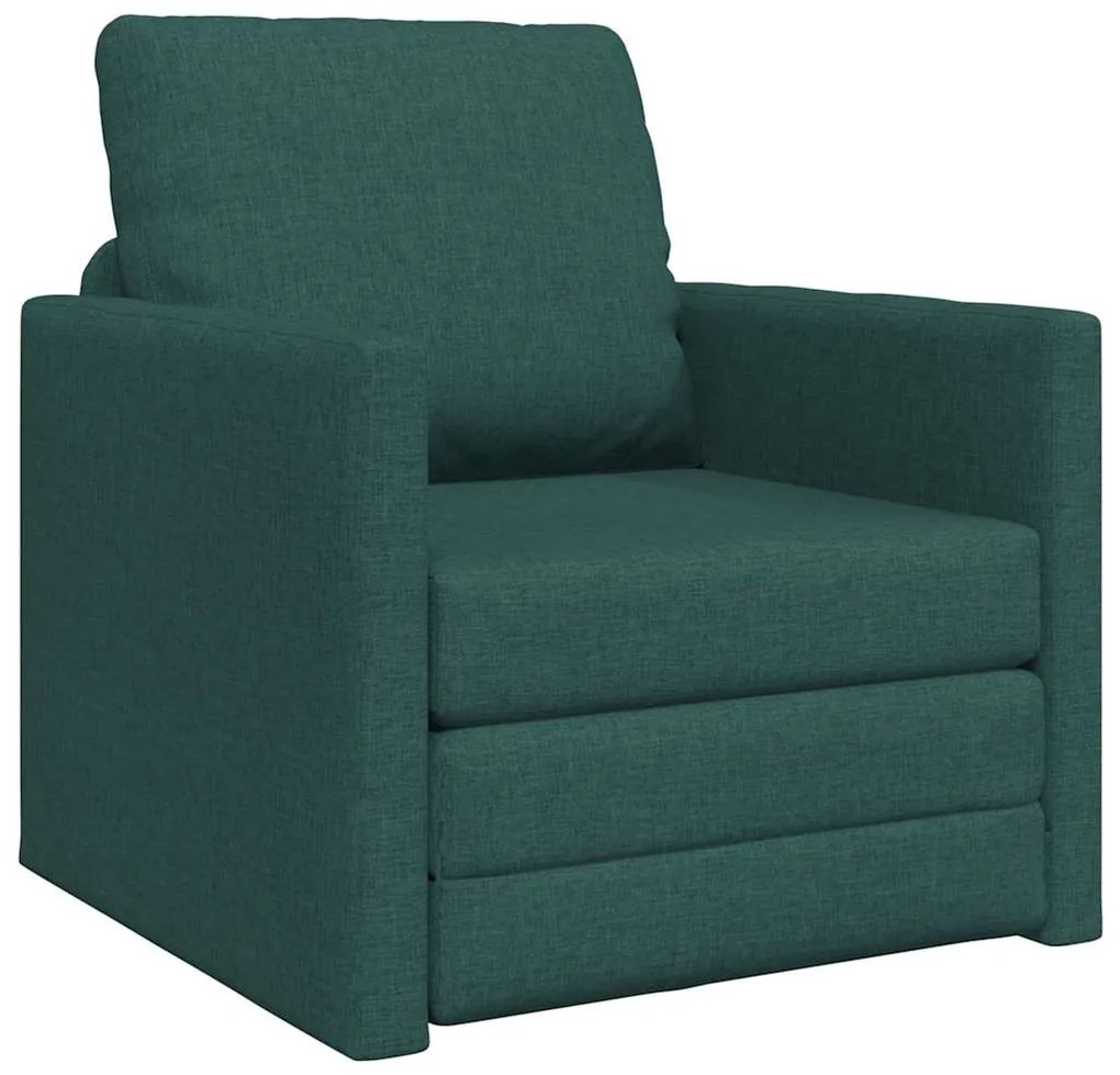 Sofá Cama 2-em-1 Verde Escuro 74x77x81 cm Tecido