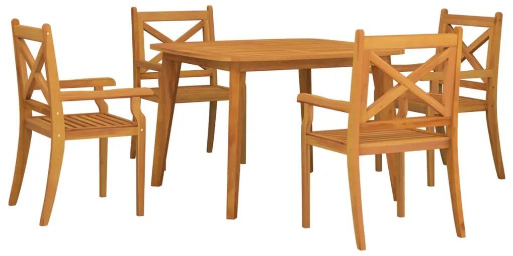 5 pcs conjunto de jantar para jardim madeira de acácia maciça