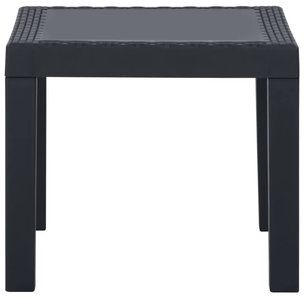 3 pcs conjunto lounge de jardim c/ almofadões plástico cinzento