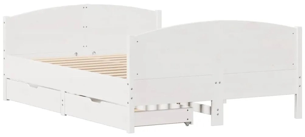 Cama sem colchão 140x200 cm madeira de pinho maciça branco