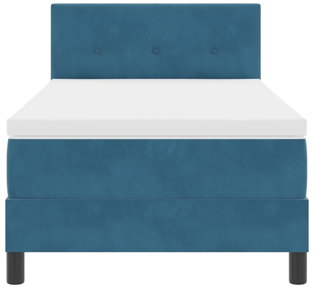 Cama Box Spring com Colchão Azul Escuro 100x200 cm Veludo