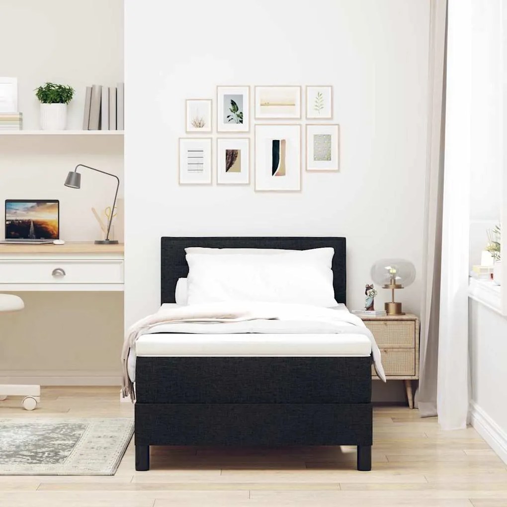 Cama Box com Colchão Preto 90x190 cm Tecido