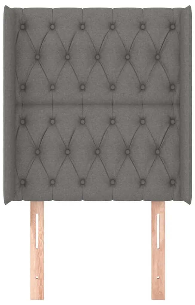 Cabeceira cama c/ abas tecido 83x16x118/128 cm cinzento-escuro