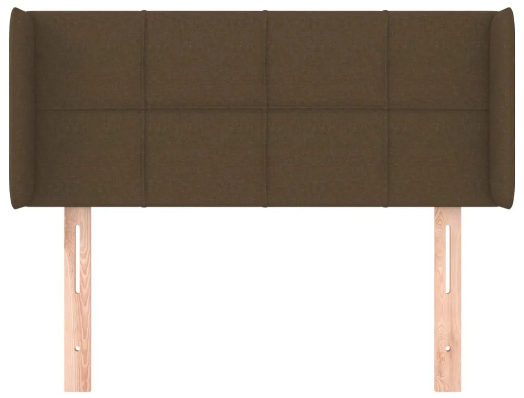 Cabeceira de cama c/ abas tecido 93x16x78/88 cm castanho-escuro