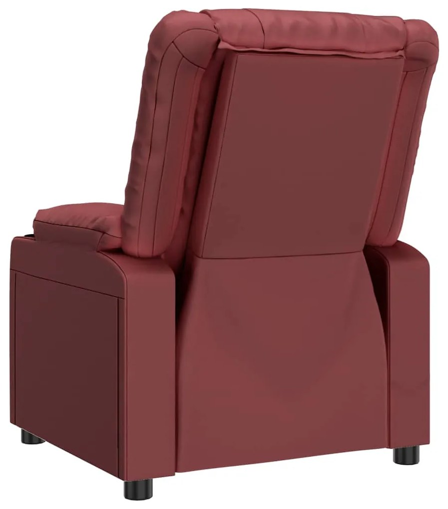 Poltrona reclinável elétrica couro artificial vermelho tinto