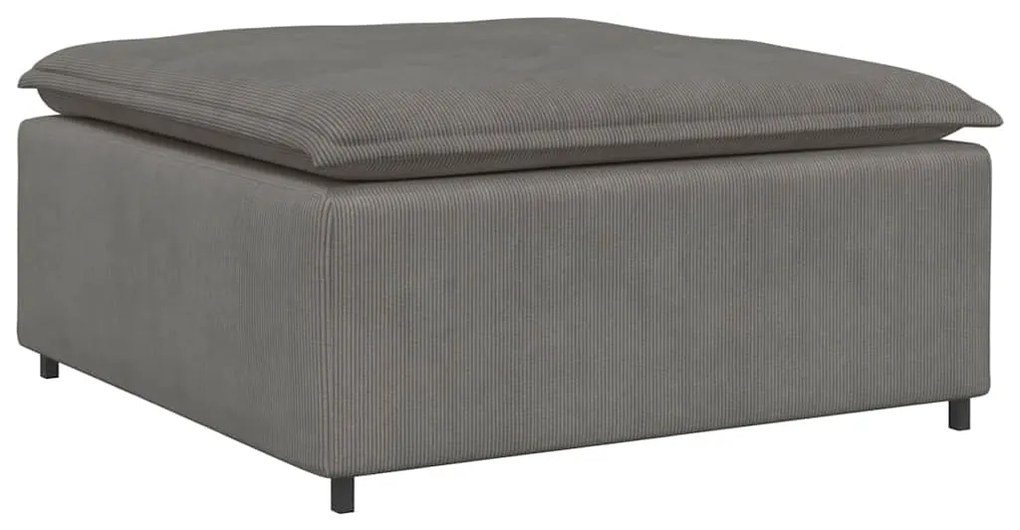 Sofá modular c/ pufes almofadas tecido corduroy cinzento-claro