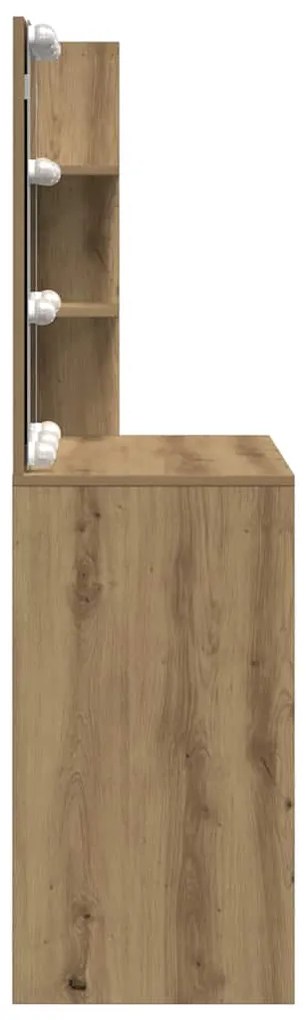 Toucador com luzes LED 60x40x140 cm cor carvalho artisiano